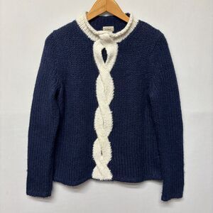 LL Bean Women Fisherman Wool Mohair Blend Sweater Size Small Cable Knit C047 -13